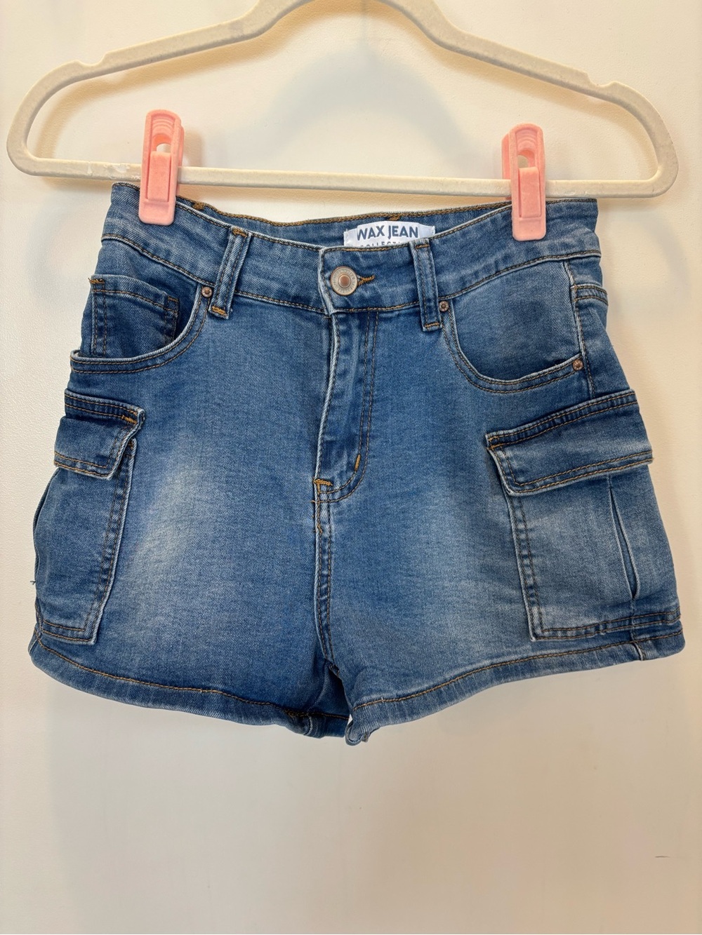 Wax Jean Blue Denim Cargo Shorts with Utility Pockets